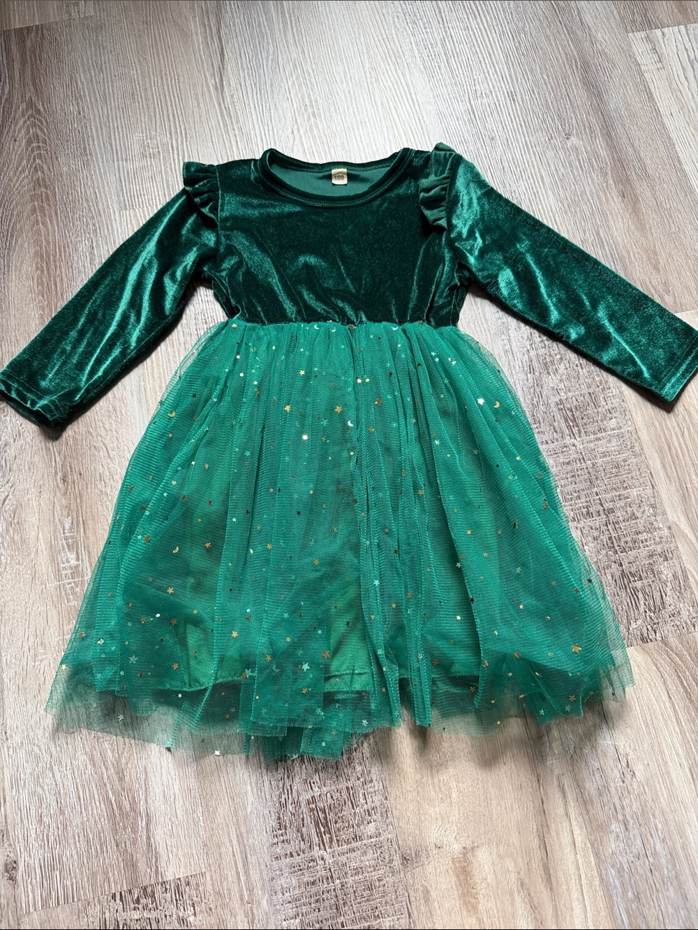 Green Velvet & Tulle Party Dress
